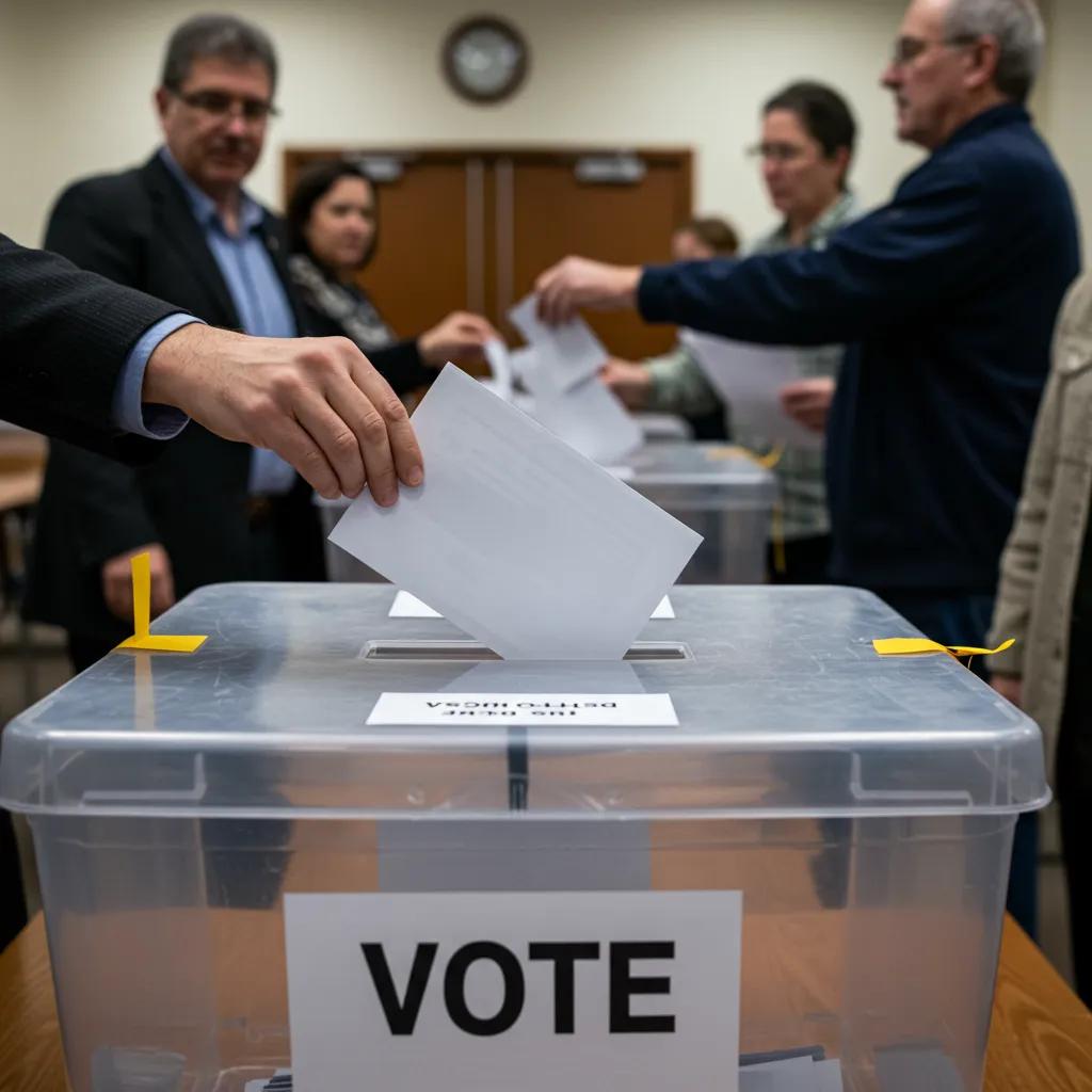 Voters casting ballots in an election, highlighting civic engagement